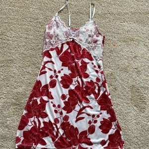 red floral slip white lace